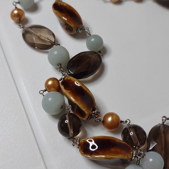 Multicolor Glass And Ceramic Bead Necklace - Picture 10 of 12